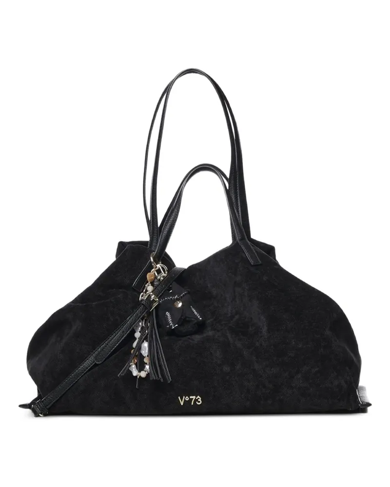 V°73 Jade Schultertasche mit Fransen - Schwarz Schwarz