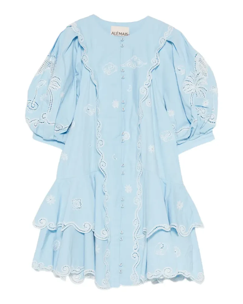 ALEMAIS Maizy embroidered puff-sleeves mini dress - Blau Blau