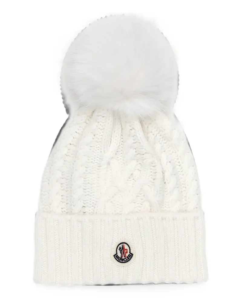 Moncler cable-knit pompom beanie hat - Weiß Weiß