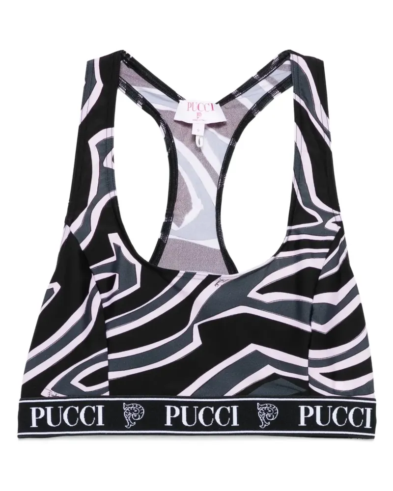 Emilio Pucci racer-neck print bra - Schwarz Schwarz