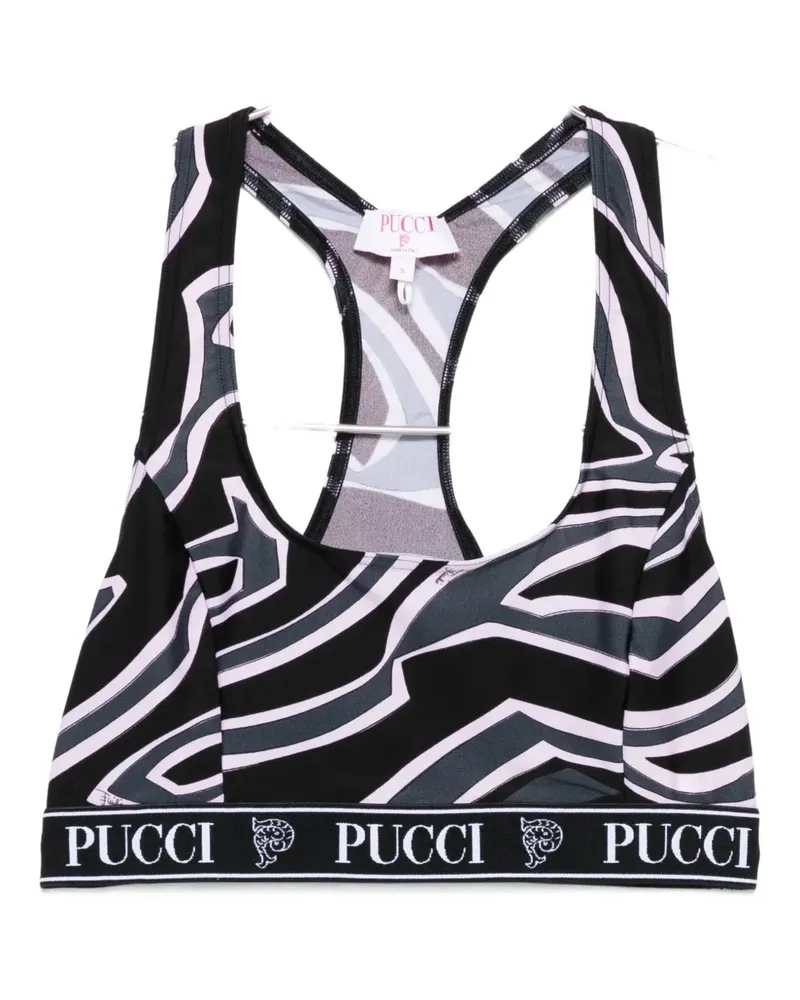 Emilio Pucci racer-neck print bra - Schwarz Schwarz