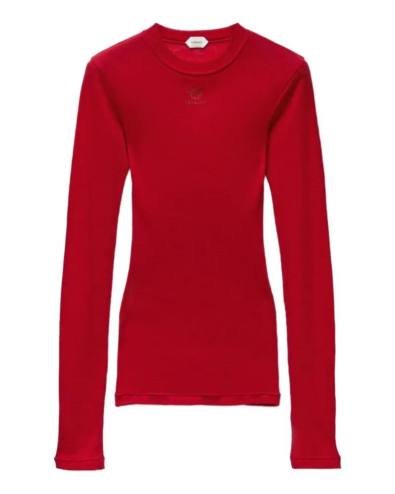 Versace T-Shirt mit Logo-Stickerei - Rot Rot