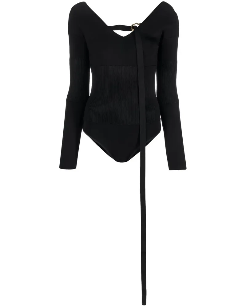 Ferragamo Gestrickter Body mit V-Ausschnitt - Schwarz Schwarz