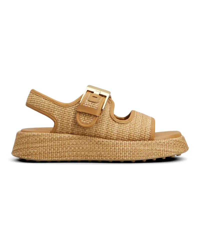 TOD'S Plateau-Sandalen aus Raffiabast - Braun Braun