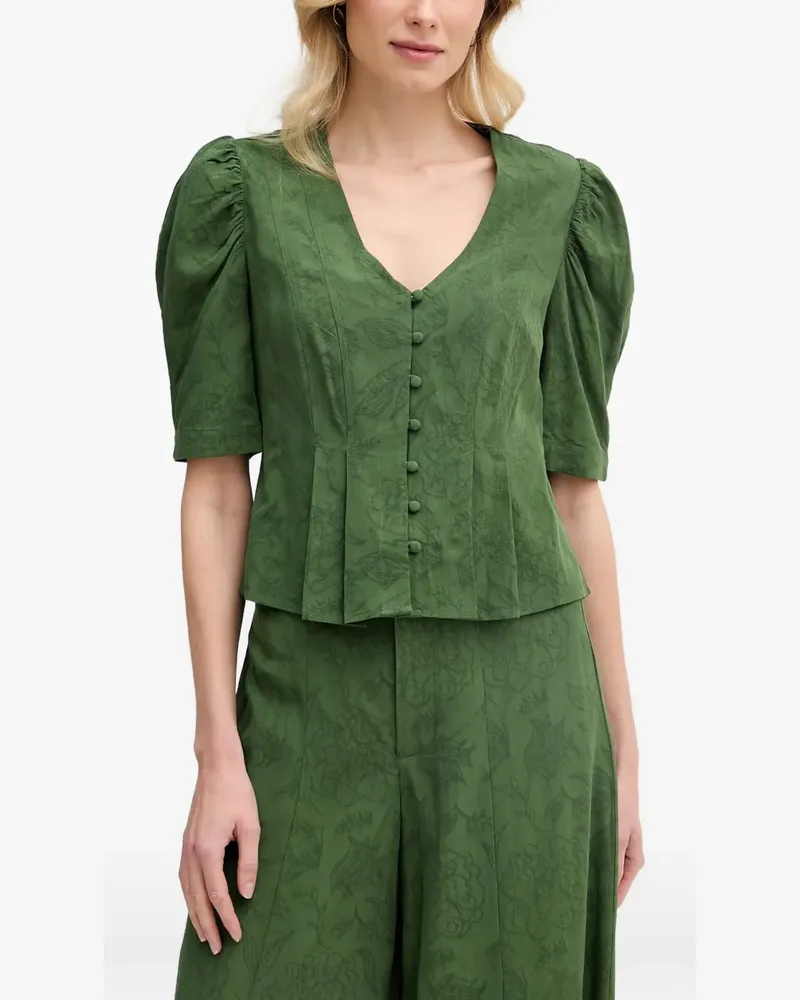 Hoss Intropia Casilda Bluse mit Puffärmeln - Grün Grün