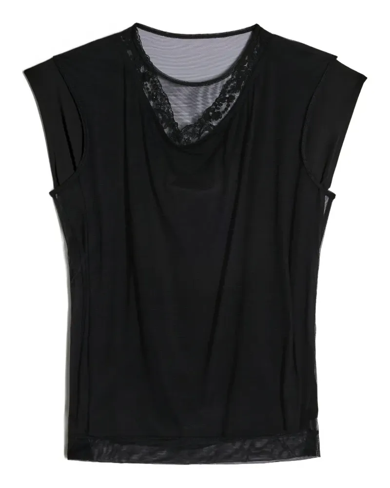 Simone Rocha Liquid T-Shirt im Layering-Look - Schwarz Schwarz