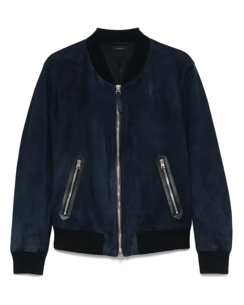 Tom Ford Bomberjacke aus Leder - Blau Blau