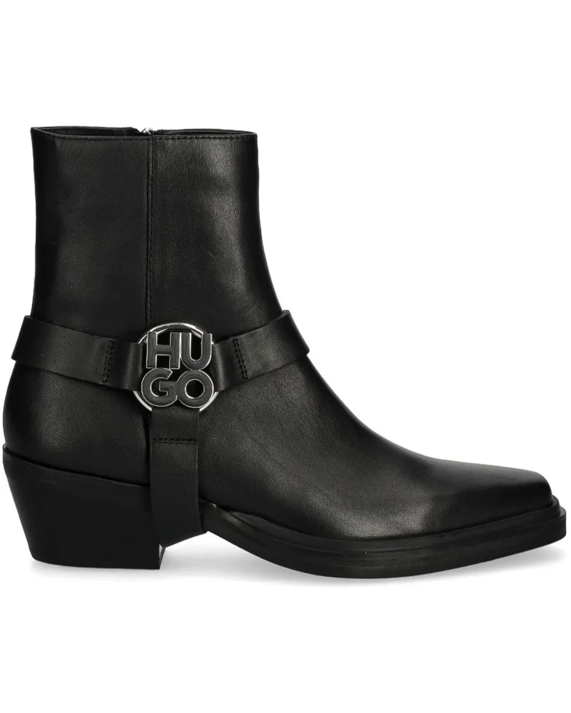 HUGO BOSS Knöchelhohe Stiefel mit Logo 50mm - Schwarz Schwarz