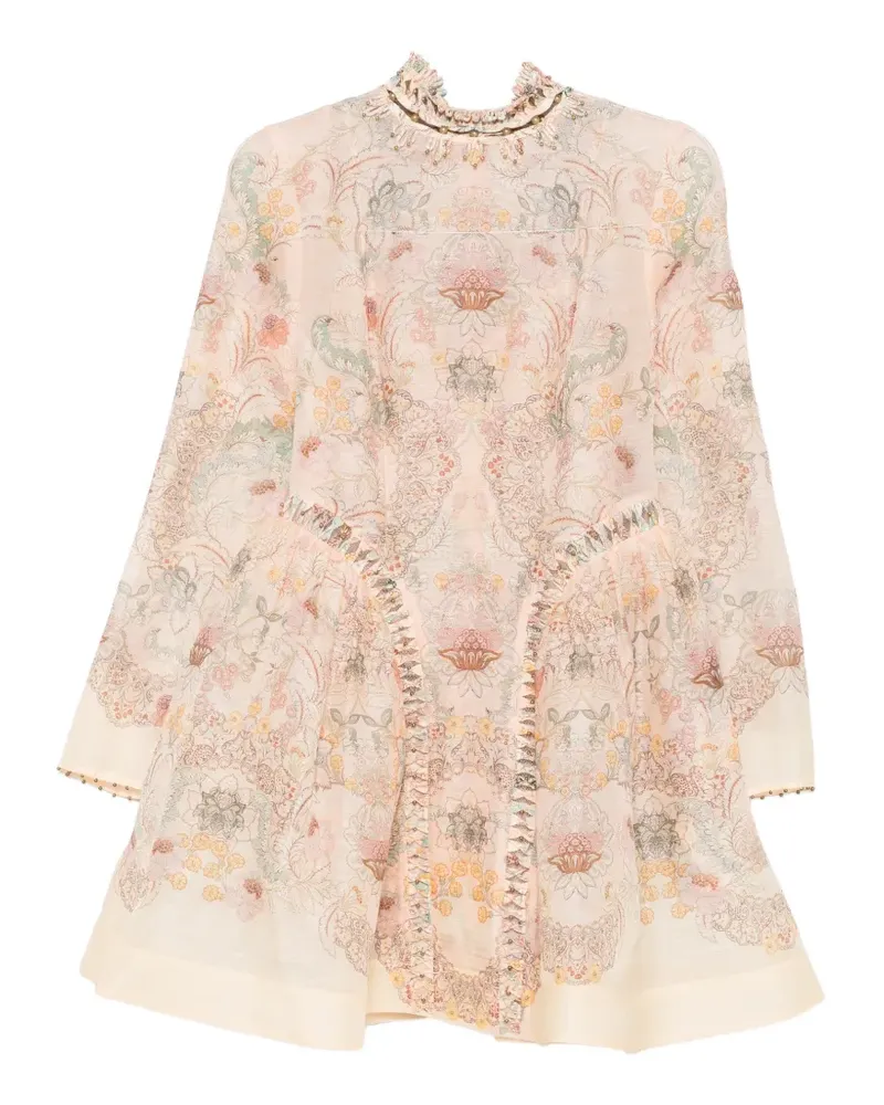 Zimmermann Minikleid mit Blumen-Print - Rosa Rosa
