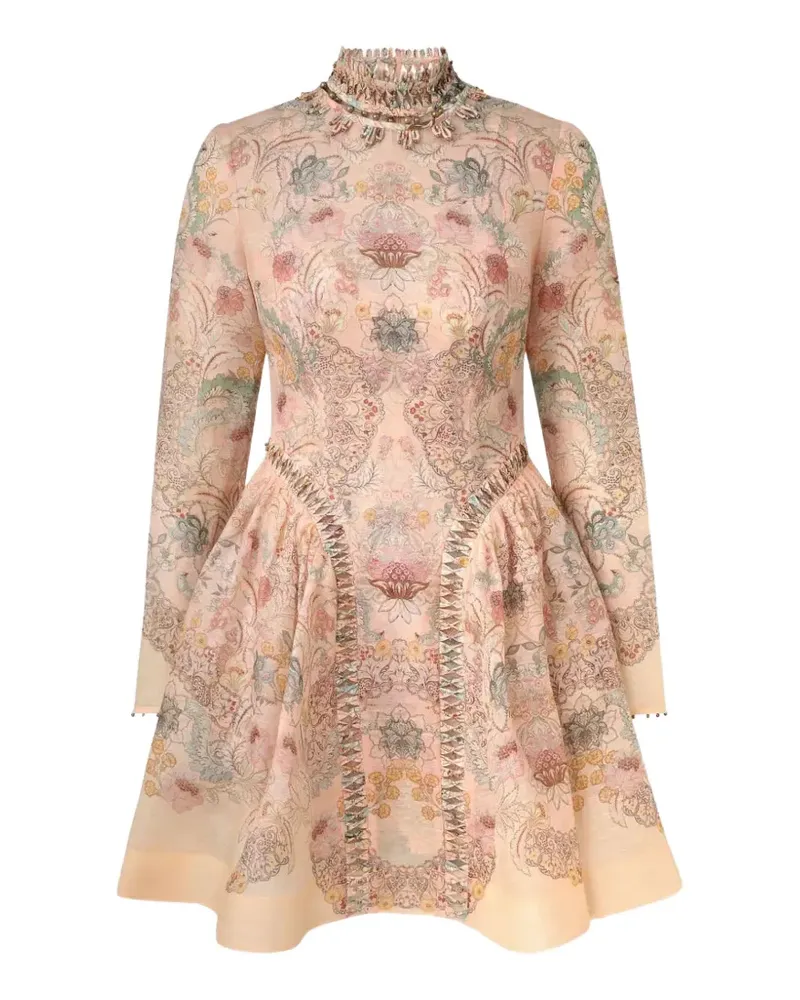 Zimmermann Minikleid mit Blumen-Print - Rosa Rosa