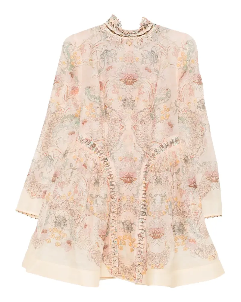 Zimmermann Minikleid mit Blumen-Print - Rosa Rosa