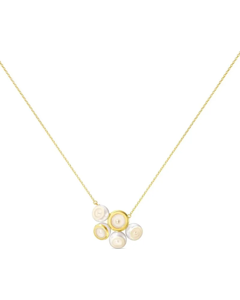 TASAKI 18kt M/G Sliced Bezel Gelbgoldhalskette mit Perle Gold