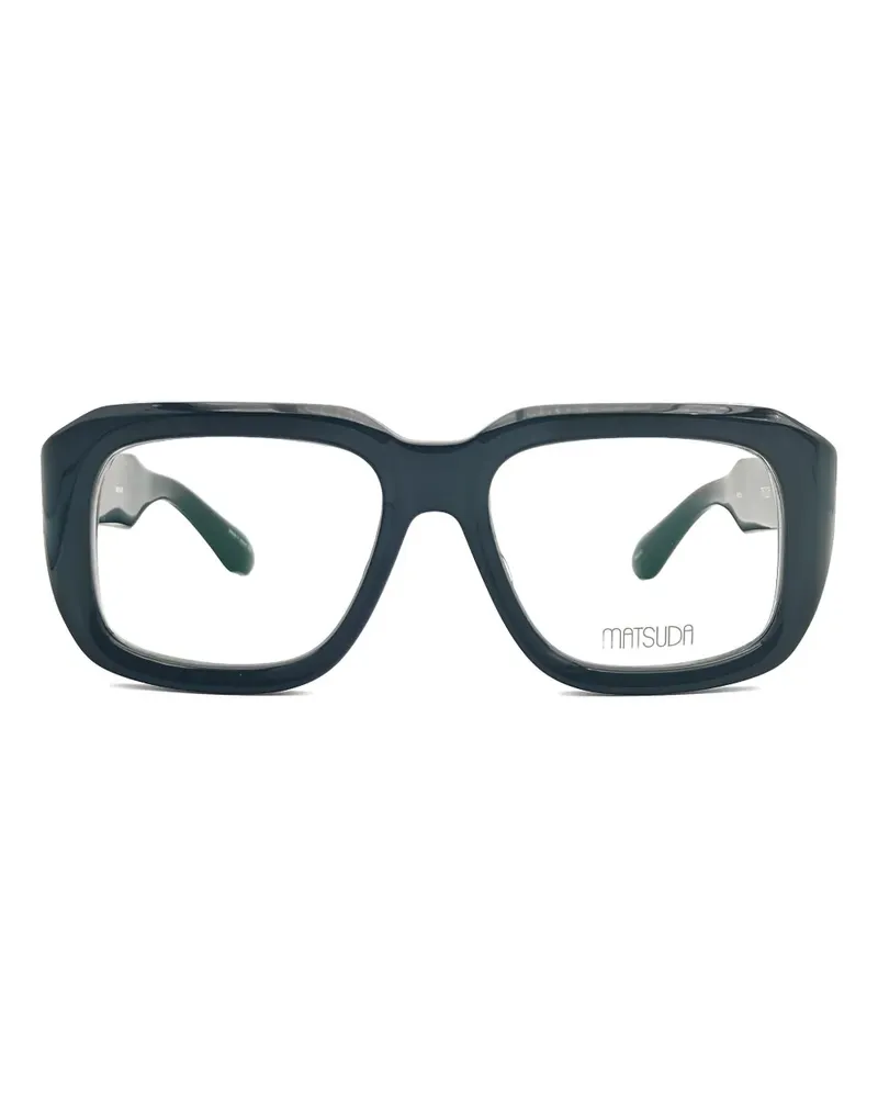 MATSUDA rectangle-frame arms-detail glasses - Schwarz Schwarz