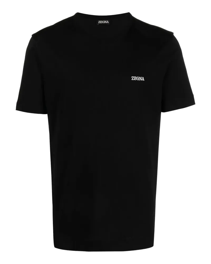 Ermenegildo Zegna T-Shirt mit Logo-Stickerei - Schwarz Schwarz