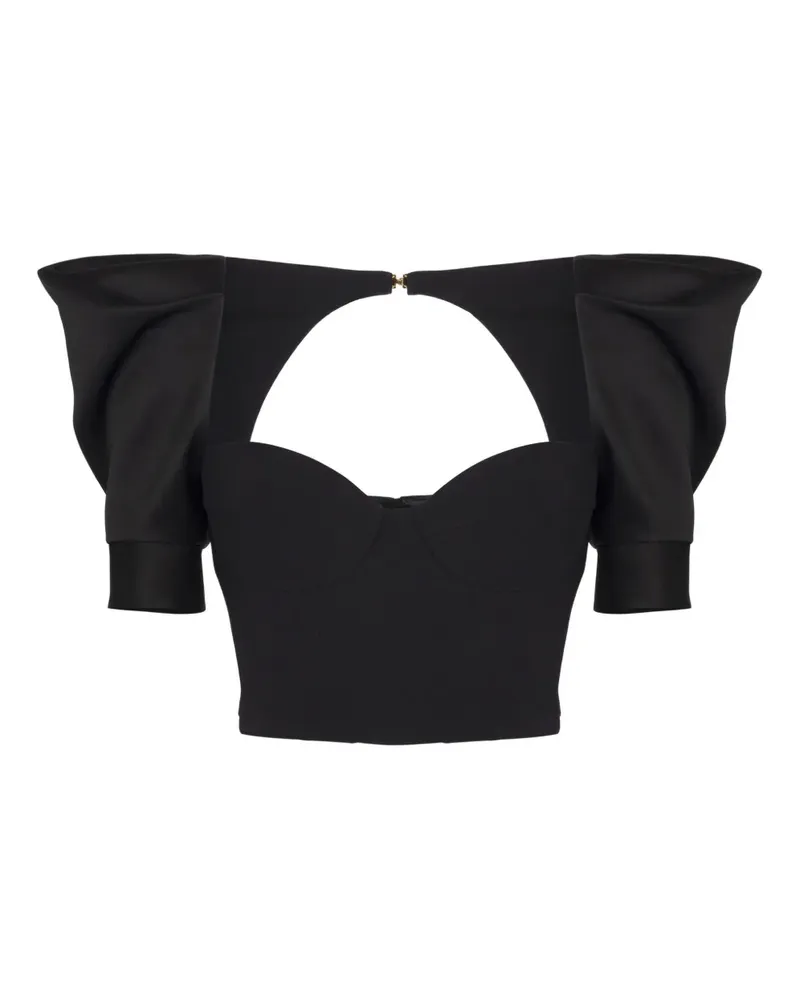 Elisabetta Franchi Oberteil mit Puffärmeln - Schwarz Schwarz