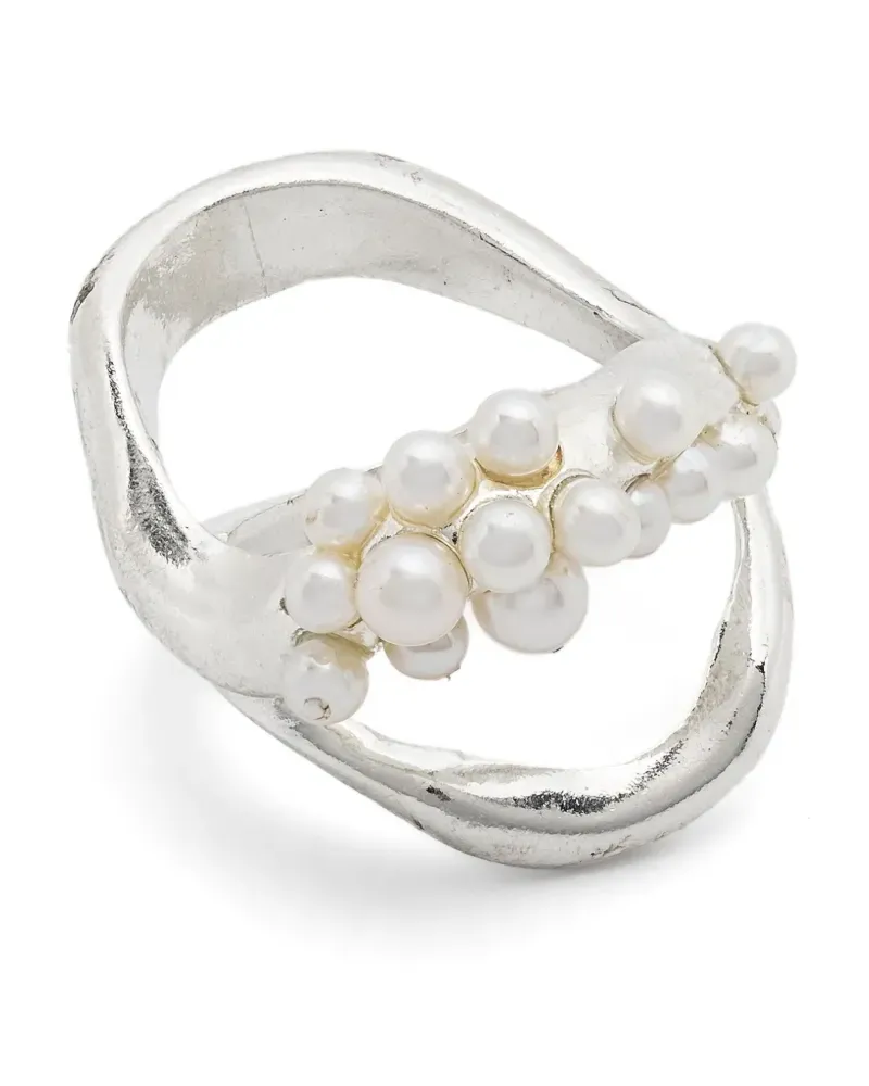 Beatriz Palacios Doppelwellen-Ring mit Cluster - Silber Silber