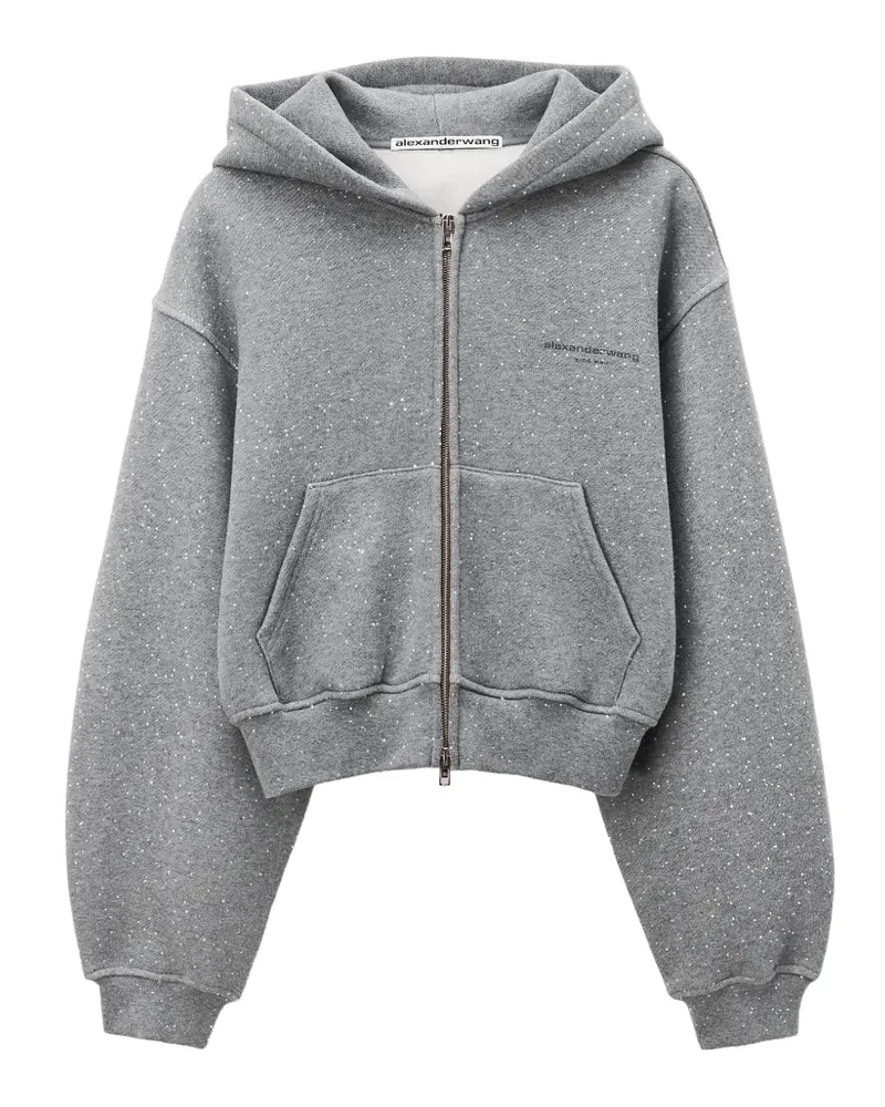 Alexander Wang Allover Crystal Hotfix Kapuzenjacke - Grau Grau