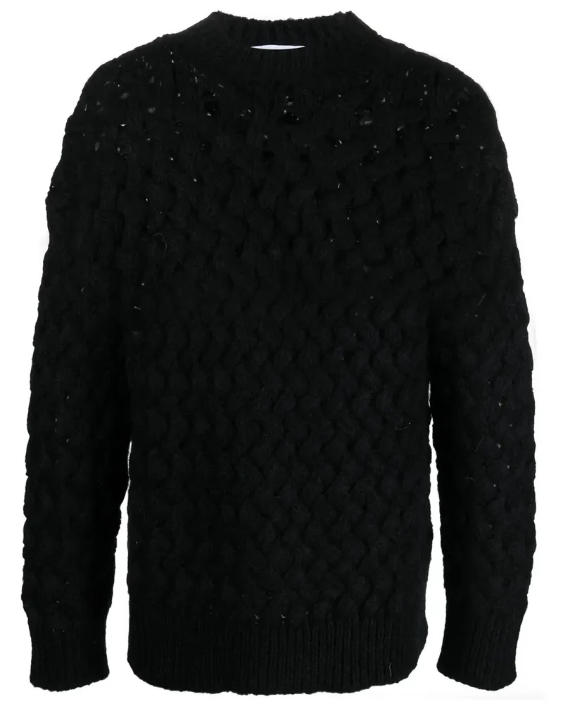 BONSAI Strickpullover mit Webmuster - Schwarz Schwarz