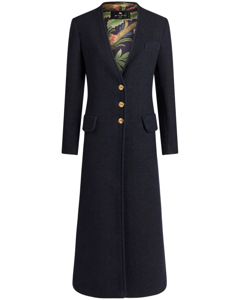 Etro Einreihiger Mantel mit Pegaso-Motiv - Blau Blau