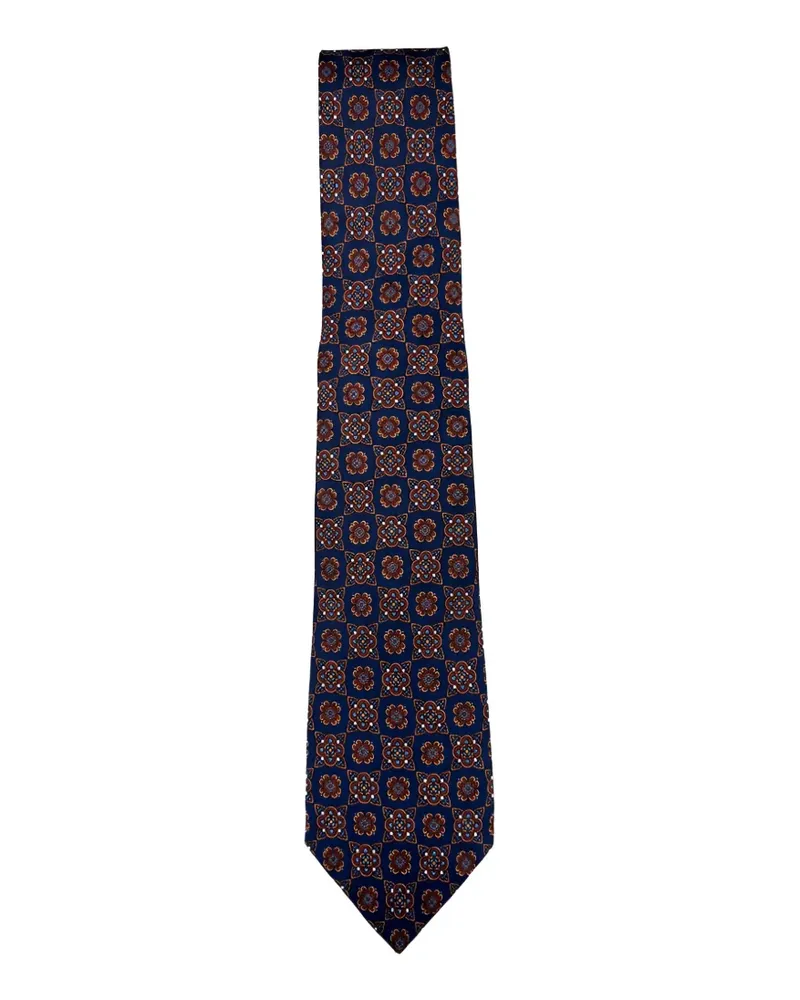 Kiton geometric-pattern silk tie - Blau Blau