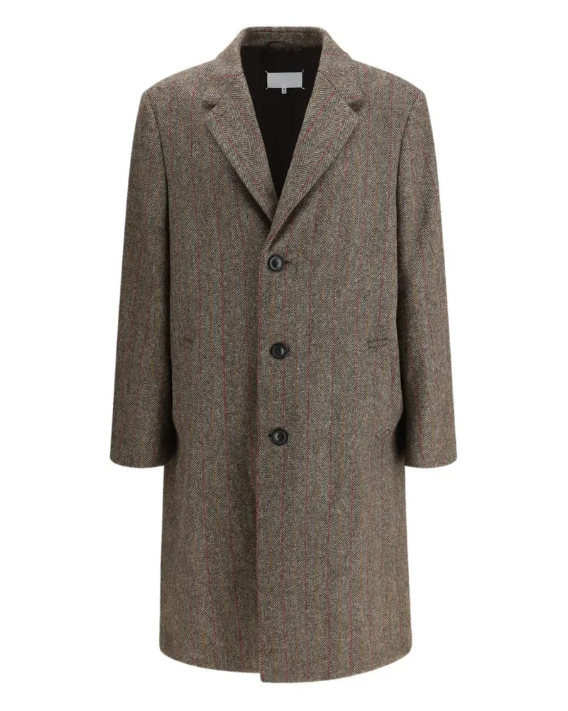 Maison Margiela Einreihiger Mantel mit Fischgrätenmuster - Braun Braun