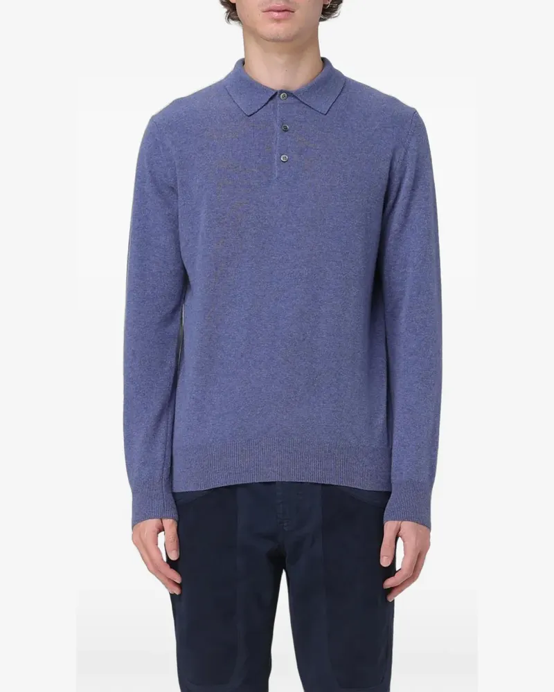 XC Fein gestricktes Poloshirt - Blau Blau