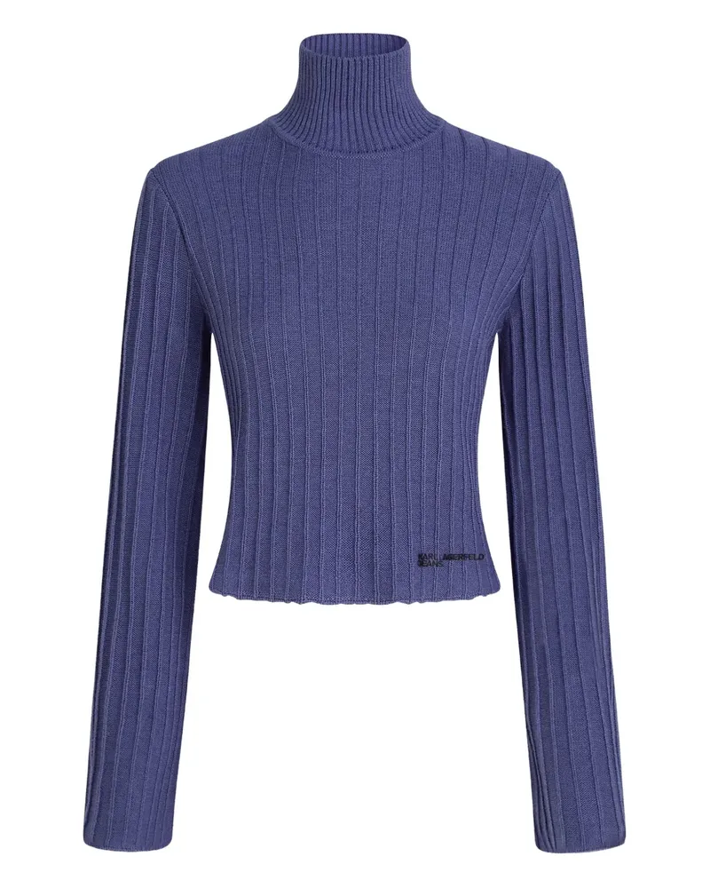 Karl Lagerfeld Gerippter Rollkragenpullover - Blau Blau