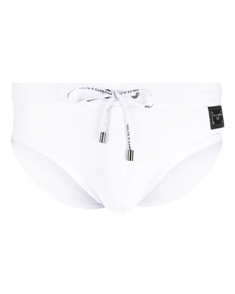 Dolce & Gabbana Badehose mit Logo-Schild - Weiß Weiß