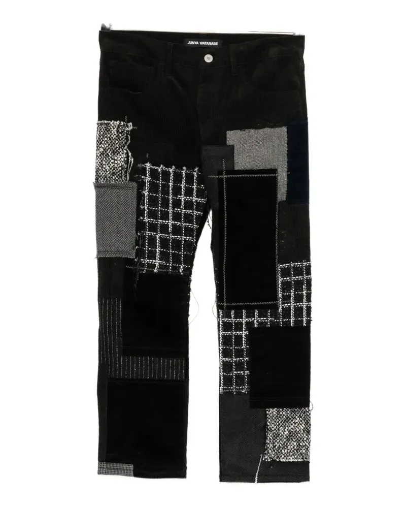 Junya Watanabe patchwork frayed jeans - Schwarz Schwarz