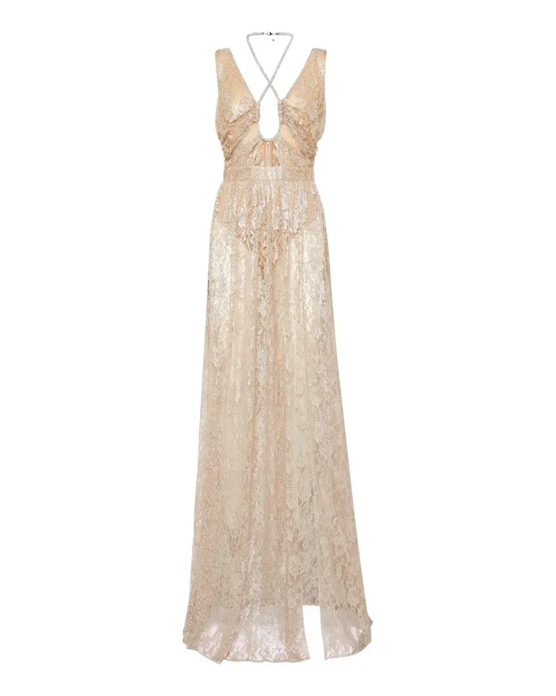 Philipp Plein lace cut-out maxi dress - Rosa Rosa