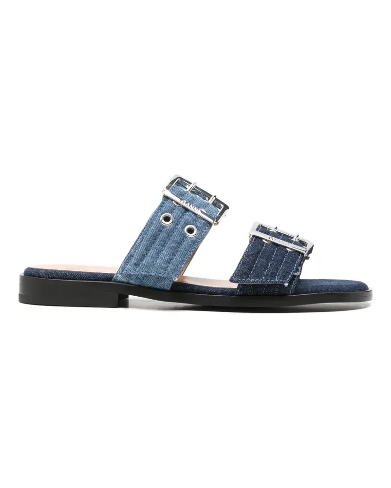 Ganni buckle-detail double-strap sandals - Blau Blau