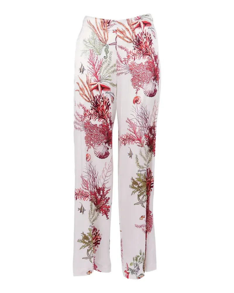 SHIRTAPORTER floral-print palazzo trousers - Weiß Weiß