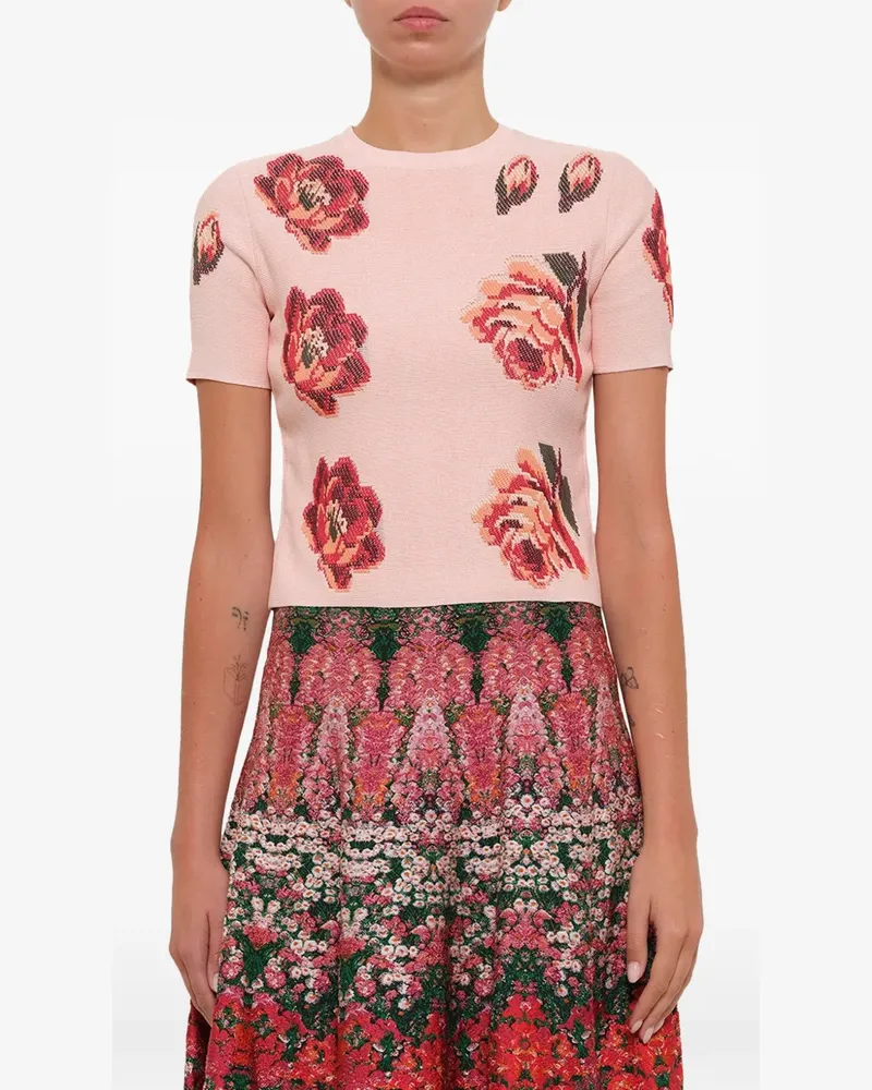 Alexander McQueen Tapestry Rose jacquard t-shirt - Rosa Rosa