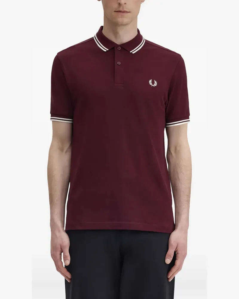 Fred Perry Gestreiftes M3600 Poloshirt mit Logo - Rot Rot