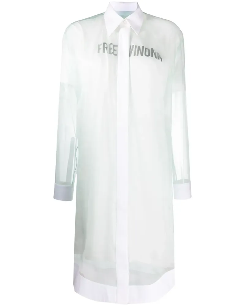 OFF-WHITE Hemdkleid mit Print - Blau Blau