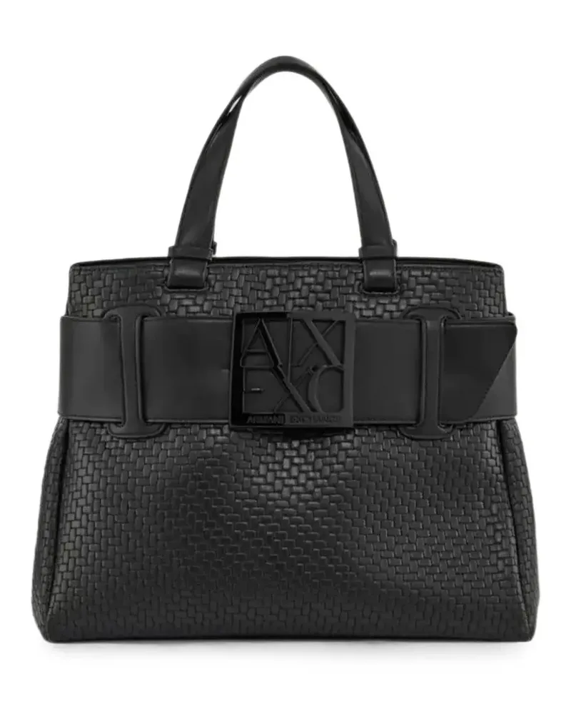 Armani Exchange Schultertasche mit Logo-Schild - Schwarz Schwarz