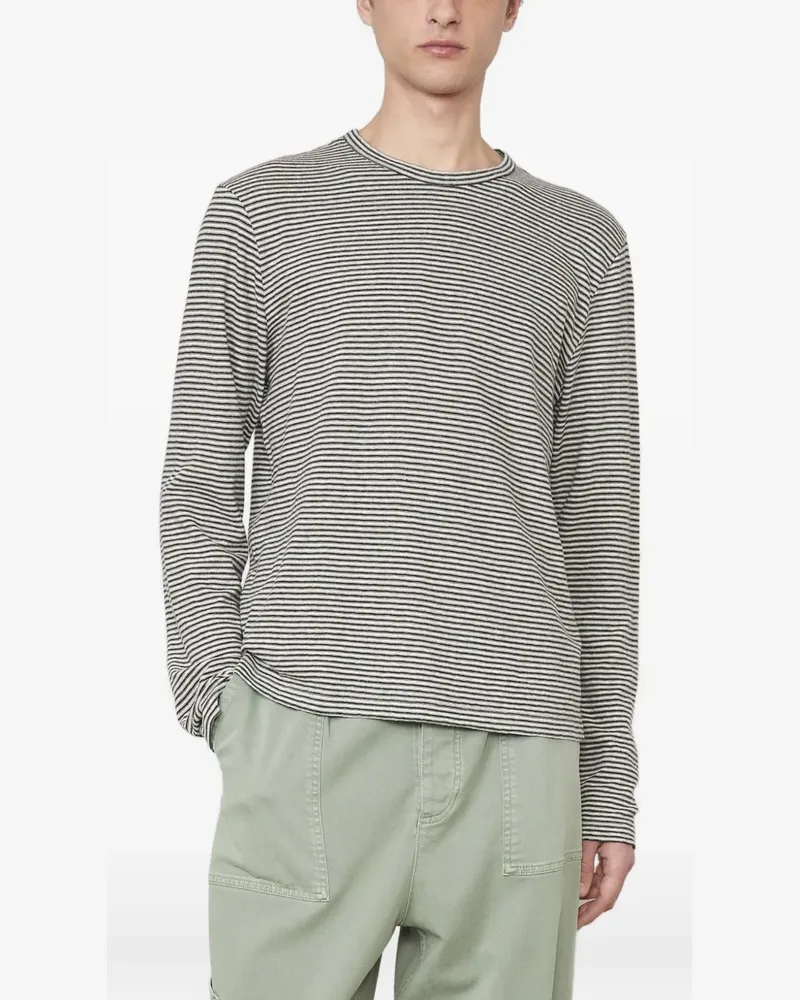 Officine Generale Langarmshirt mit Querstreifen - Weiß Weiß