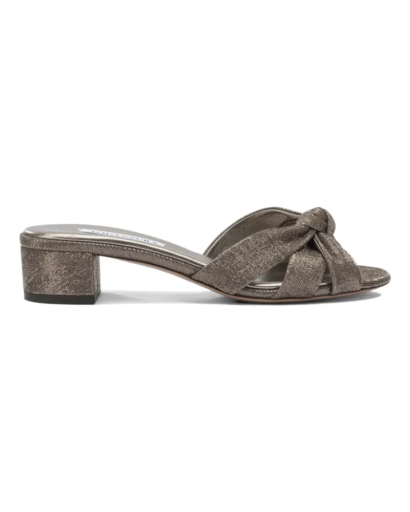 Aquazzura knot-detail laminated mules - Grau Grau