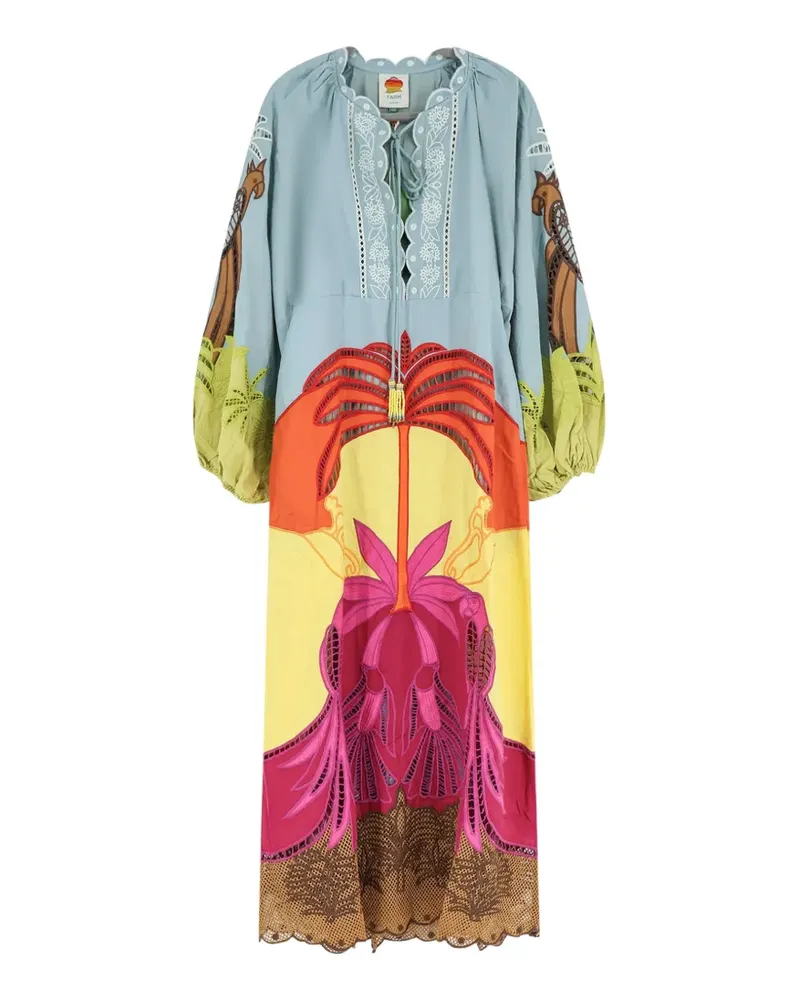 FARM Rio Maxikleid mit Blumen-Print - Blau Blau
