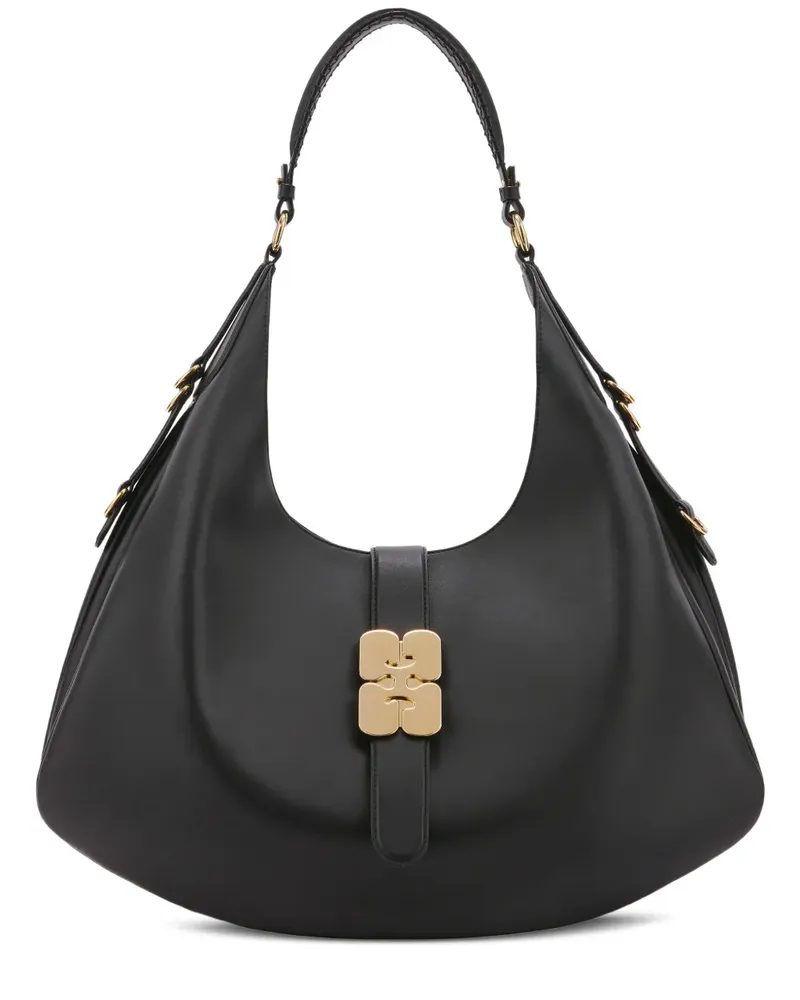 Ganni Schultertasche mit Beschlägen - Schwarz Schwarz