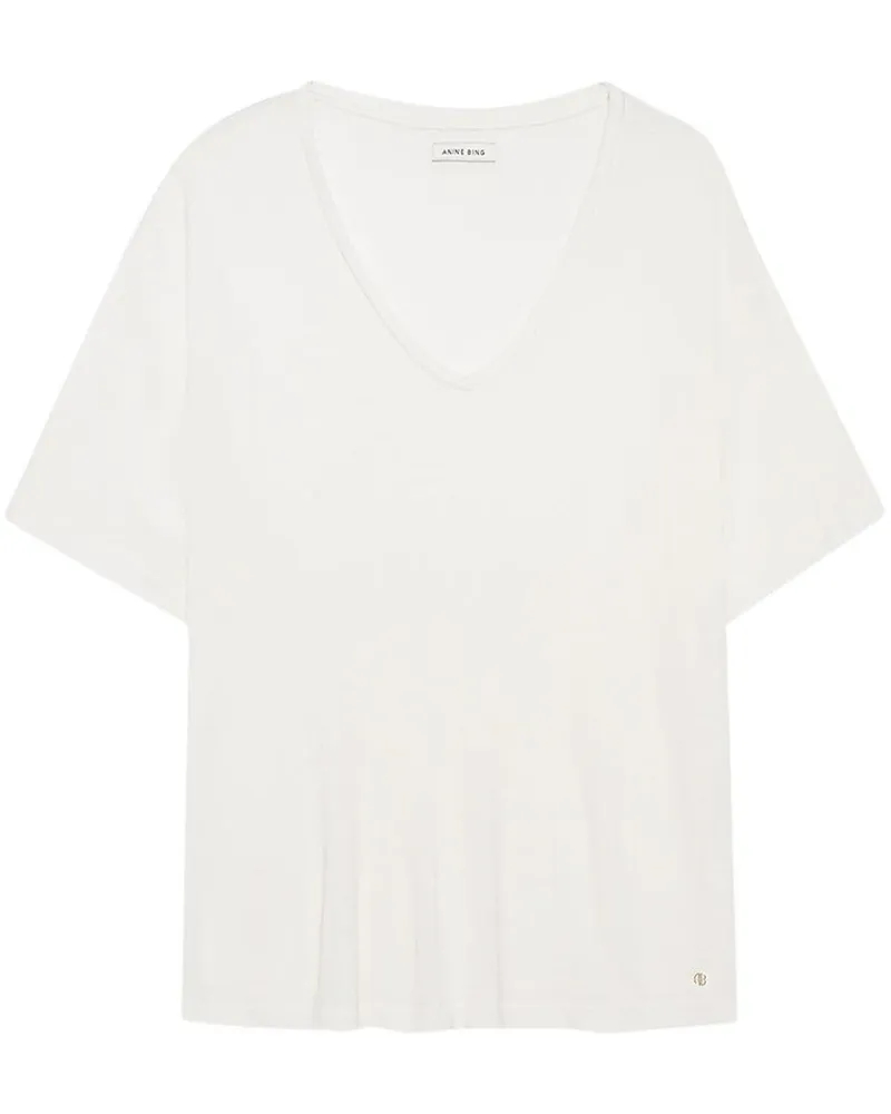 Anine Bing T-Shirt mit V-Ausschnitt Weiß