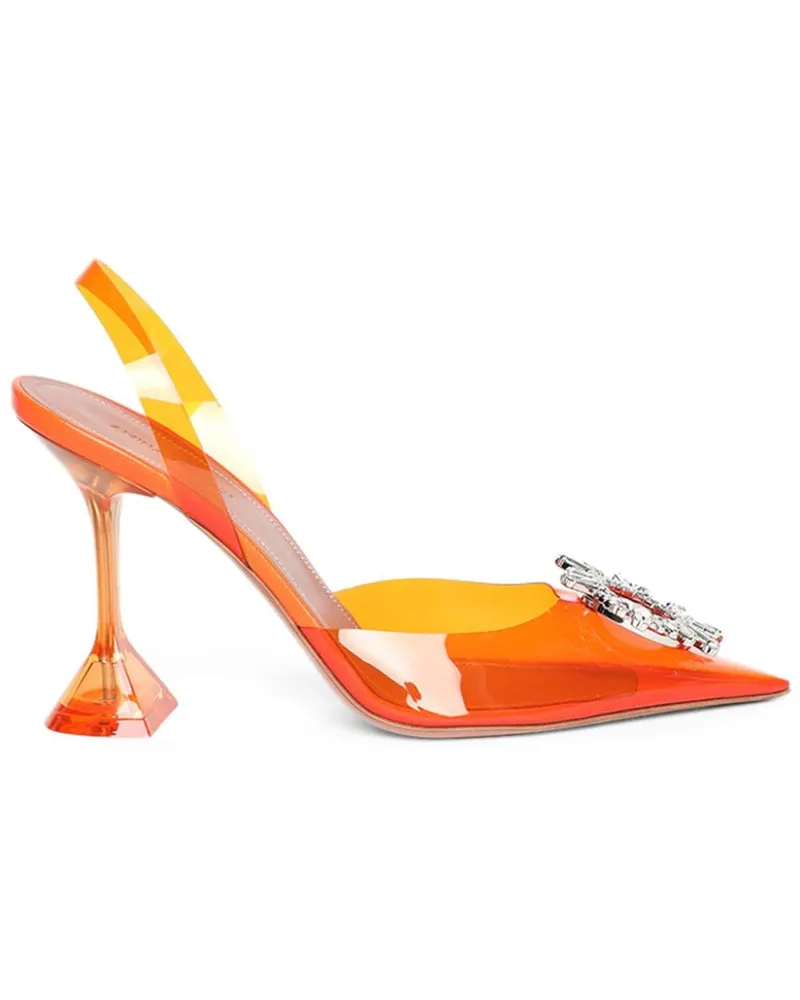 Amina Muaddi Begum Glass Slingback-Pumps 95mm Orange