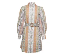 Leinenkleid mit Blumen-Print - Nude