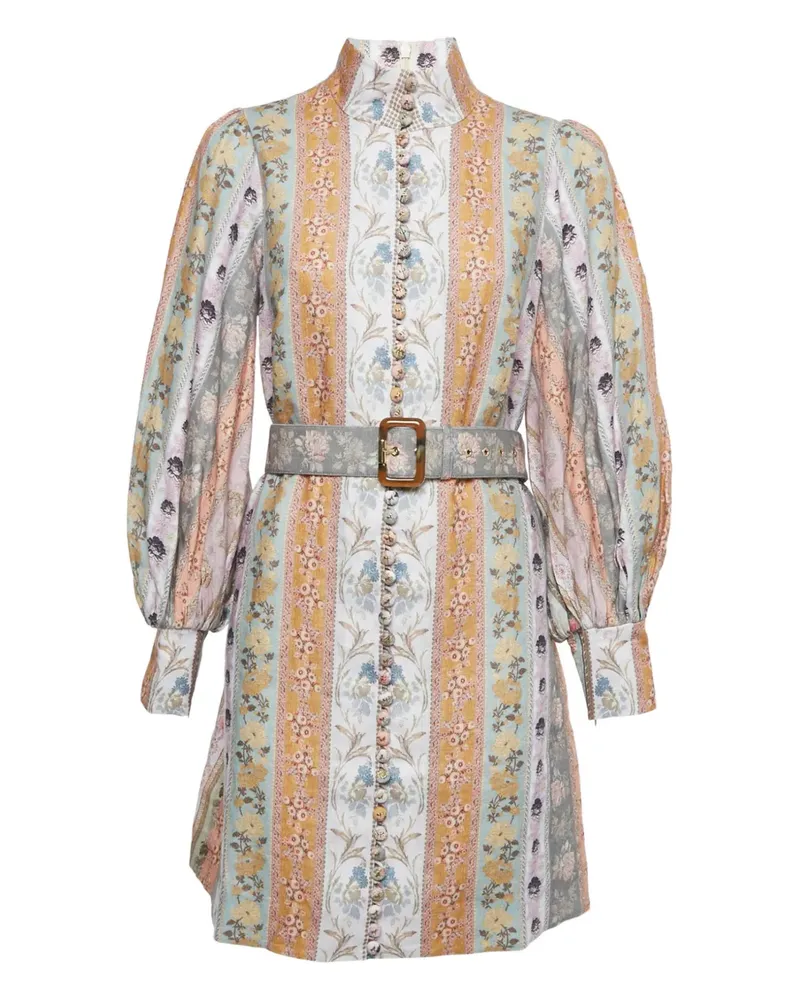 Zimmermann floral linen mini dress - Nude Nude