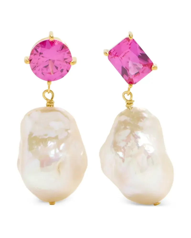Completedworks Hängeohrringe mit pinken Perlen - Gold Gold
