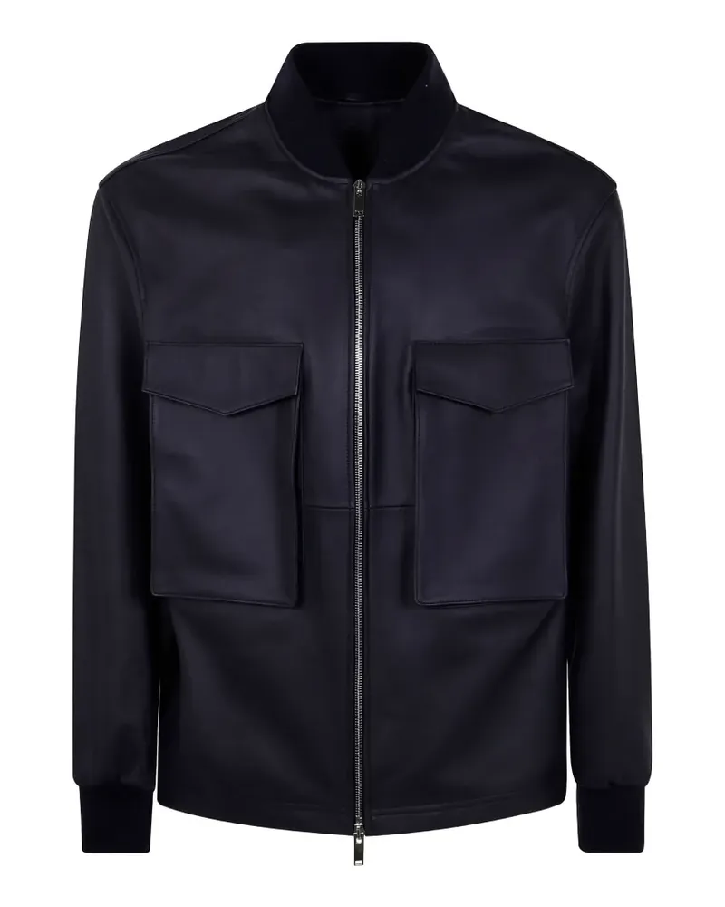 DESA patch-pocket leather bomber jacket - Blau Blau