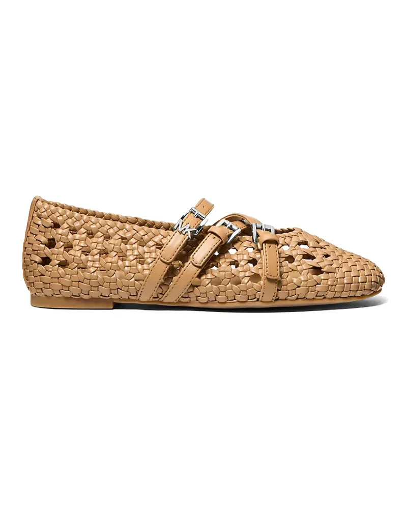 Michael Kors Indy woven buckle-strap ballet flats - Nude Nude