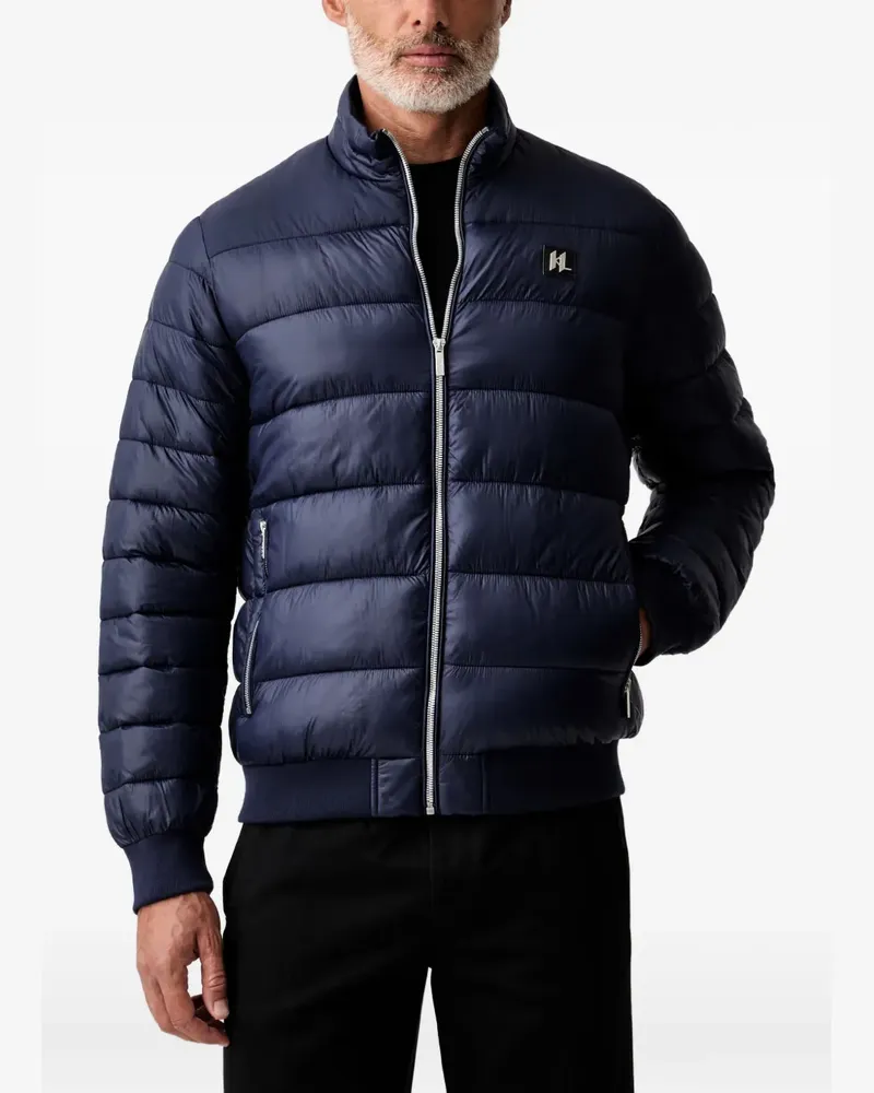 Karl Lagerfeld quilted logo-patch jacket - Blau Blau