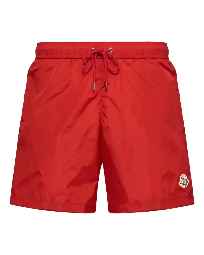 Moncler logo-patch drawstring swim shorts - Rot Rot