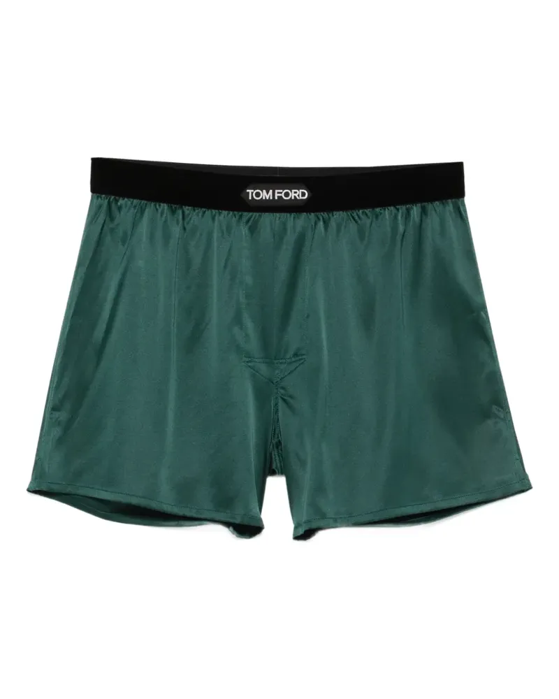 Tom Ford Boxershorts aus Seide mit Logo-Bund - Grün Grün